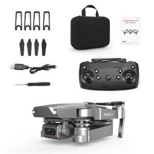 A silver and black dji mavic pro with accessories.